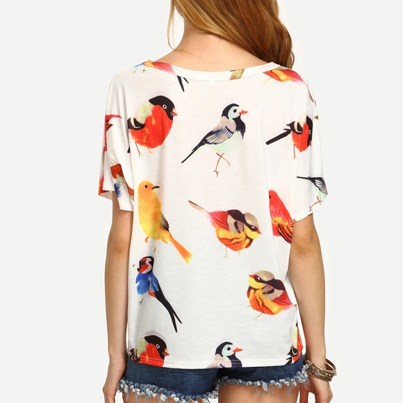 BIRD PRINT LOOSE T-SHIRT - Picture 4 of 4
